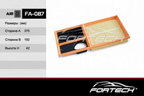 FA-087 FORTECH Воздушный фильтр Golf V-VI, Polo 10-; Fabia 07-