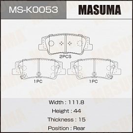 MS-K0053 MASUMA Тормозные колодки задние K5 2.0 MPI